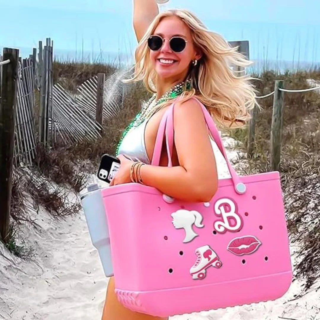 8 Pcs Charms for Bogg Bag, Pink Insert Accessories Charm Suitable for Bogg Bags Original All Models, Silicone Girls Decorative