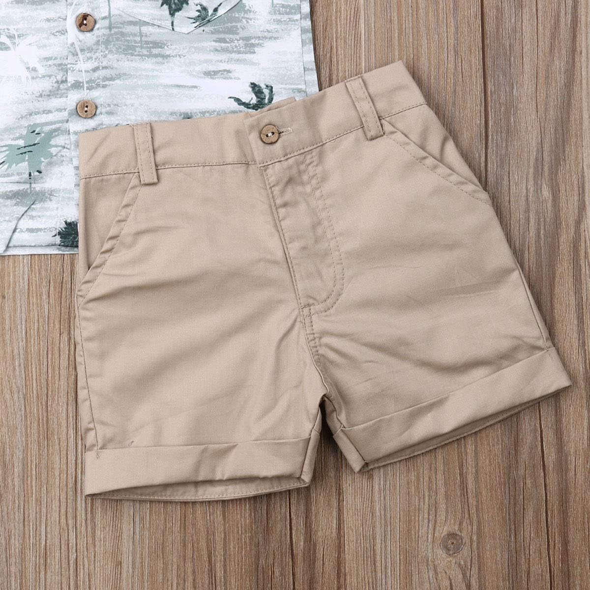 Toddler Baby Boys Summer Print Shirt Outfits Clothes Short Sleeve Button down Tops + Shorts Set