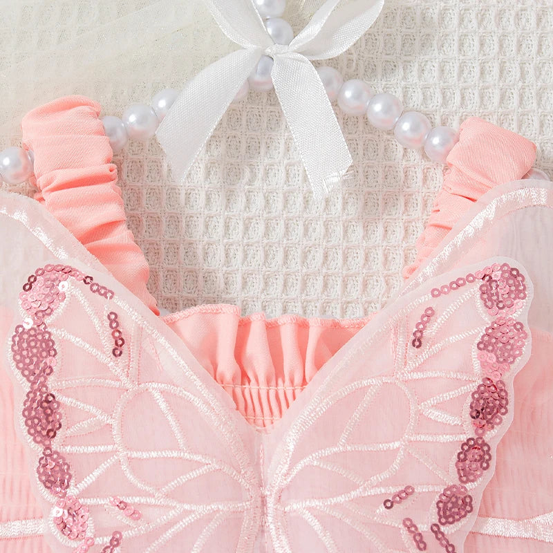 Baby Girl Dress Summer Butterfly Wings Halter Puffy Baby Clothes Girl Cute Casual Baby Dresses Children'S Princess Dresses