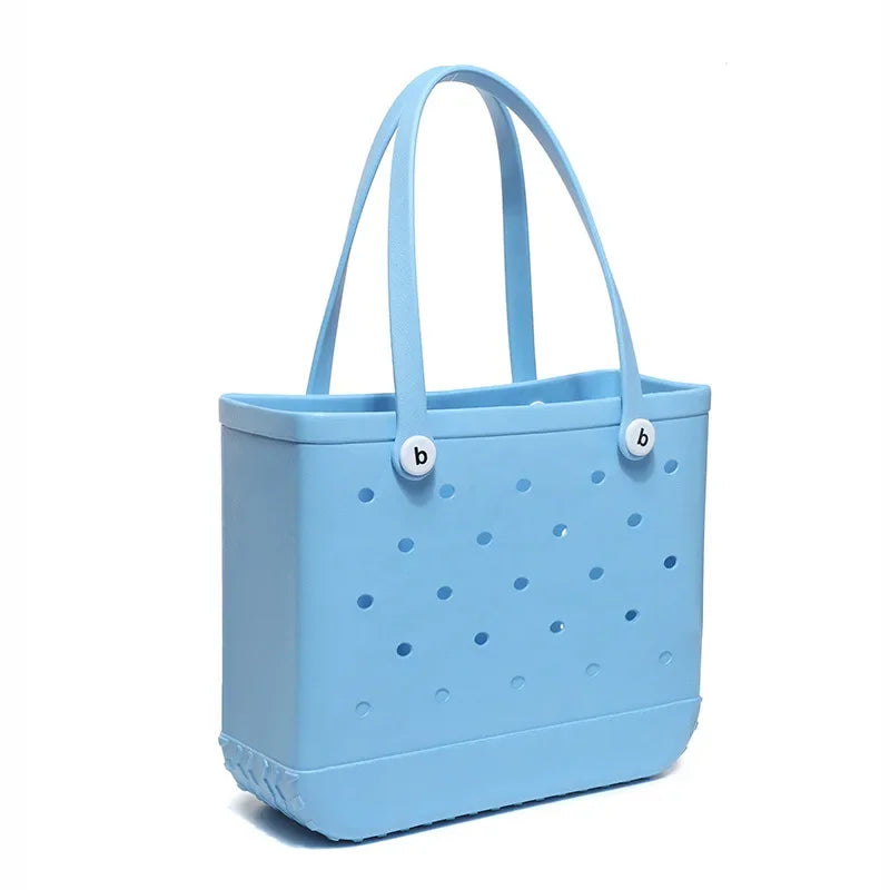 EVA Waterproof Summer Storage Basket Mini Kid Beach Bogg Bag Women Shopping Bag Picnic Rubber Jelly Tote Bogg Bag Kid Purses