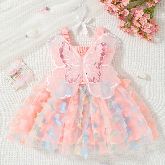 Baby Girl Dress Summer Butterfly Wings Halter Puffy Baby Clothes Girl Cute Casual Baby Dresses Children'S Princess Dresses