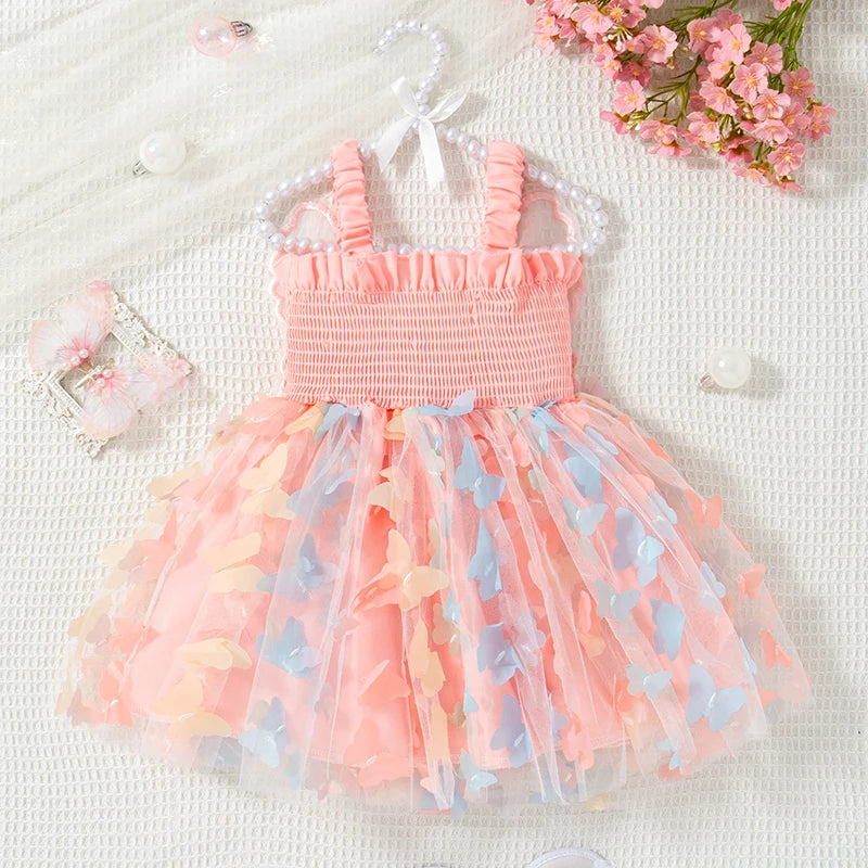 Baby Girl Dress Summer Butterfly Wings Halter Puffy Baby Clothes Girl Cute Casual Baby Dresses Children'S Princess Dresses