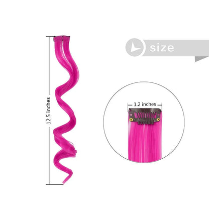 24 Pcs Colored Hair Extensions for Kids, Crazy Hair Day Accessories, Rainbow Clip in Hair Extensions for Girls