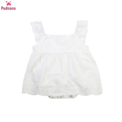 Newborn Baby Girls Kids Clothes Cotton Romper Jumpsuit Outfits Cotton Casual Sleeveless Hollow Summer Baby Dresses