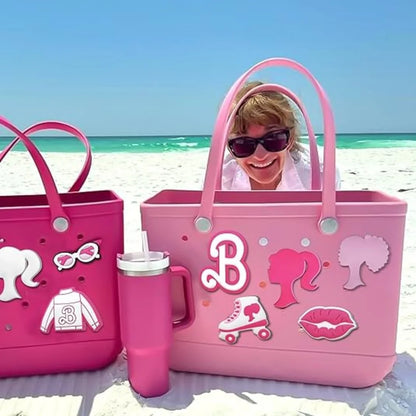8 Pcs Charms for Bogg Bag, Pink Insert Accessories Charm Suitable for Bogg Bags Original All Models, Silicone Girls Decorative