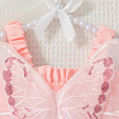 Baby Girl Dress Summer Butterfly Wings Halter Puffy Baby Clothes Girl Cute Casual Baby Dresses Children'S Princess Dresses